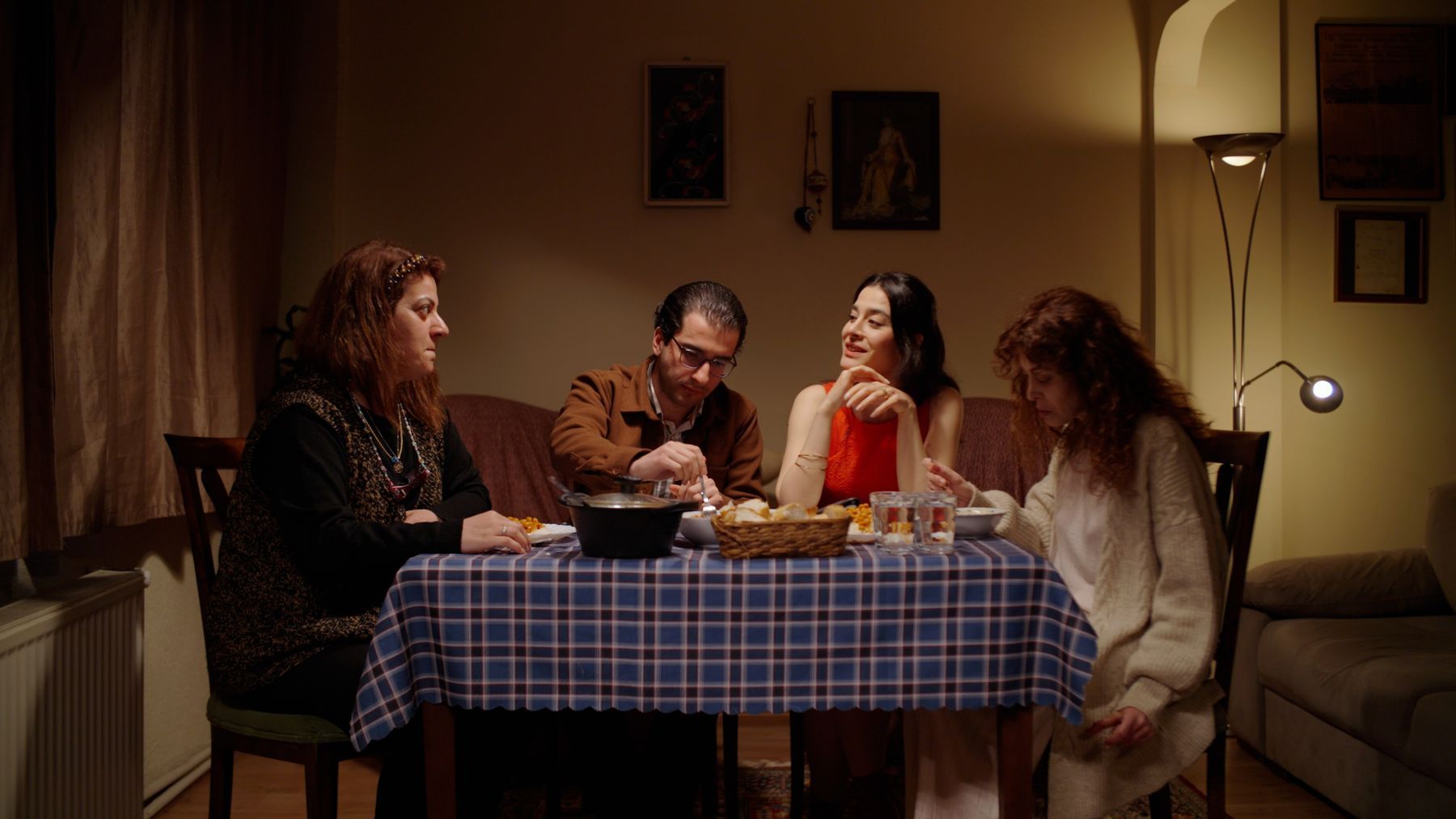 Friends sharing a meal around a table